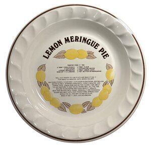 Lemon Meringue Pie Recipe Plate Vintage Festival Ironstone 10.5"